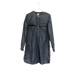 J. Crew Denim Dress Long Sleeve Pockets Sz Medium Long Sleeve Shirt Dress